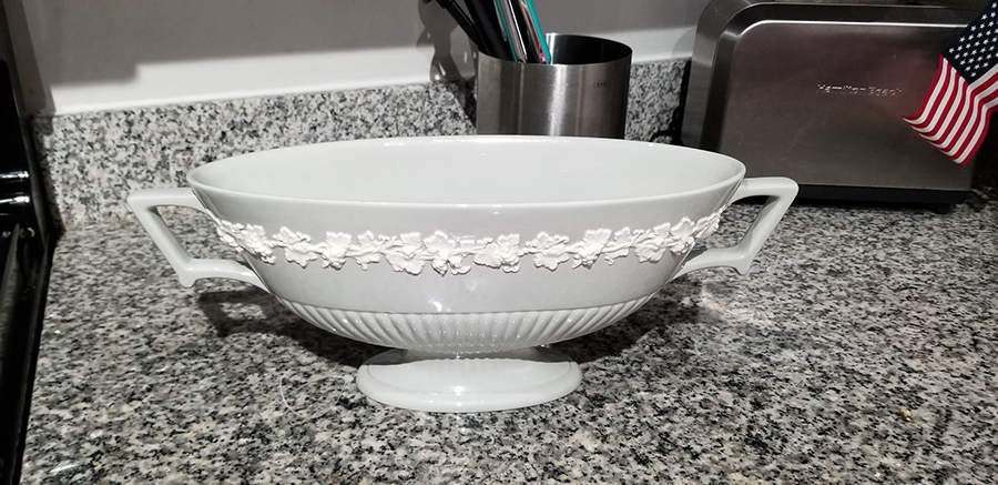 Cream Color on Celadon (Plain) 15" Oval Centerpiece by Wedgwood-1