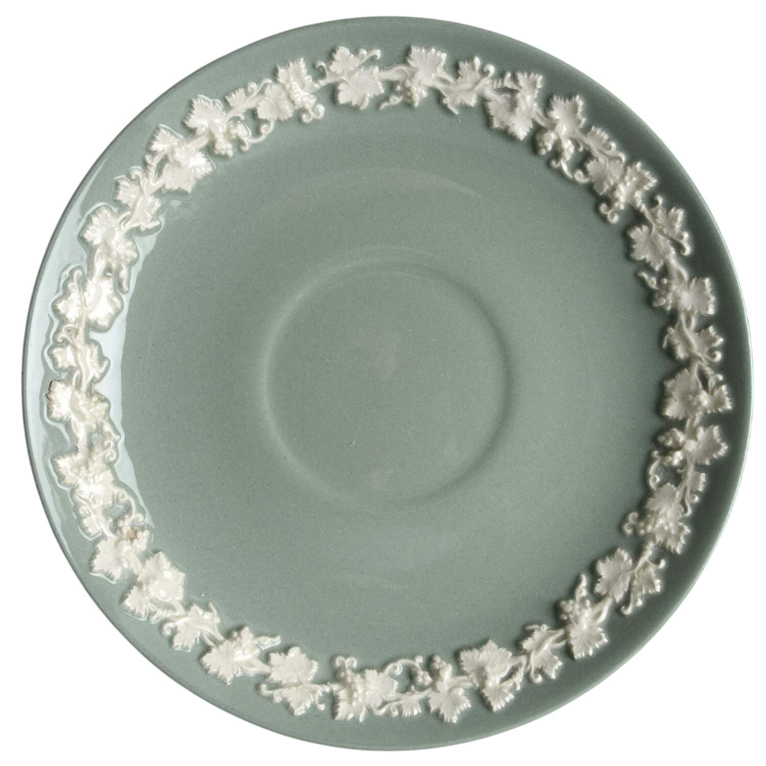 Cream Color on Celadon (Plain) Saucer for Cream Soup Bowl by Wedgwood-1