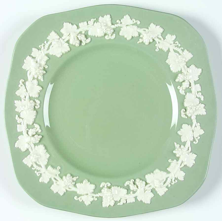 Cream Color on Celadon (Plain) Square Luncheon Plate by Wedgwood-1