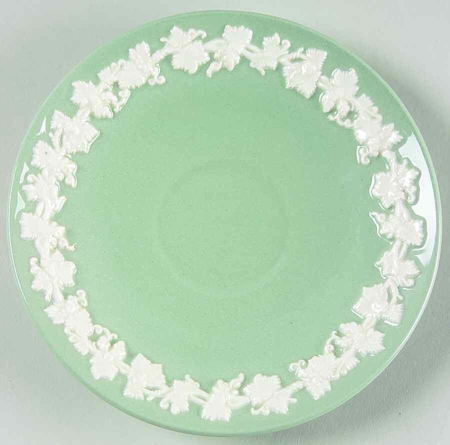 Cream Color on Celadon (Plain) Saucer for Demitasse Cup by Wedgwood-1