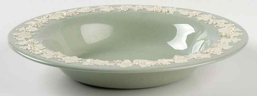 Cream Color on Celadon (Plain) Rim Soup Bowl by Wedgwood-1
