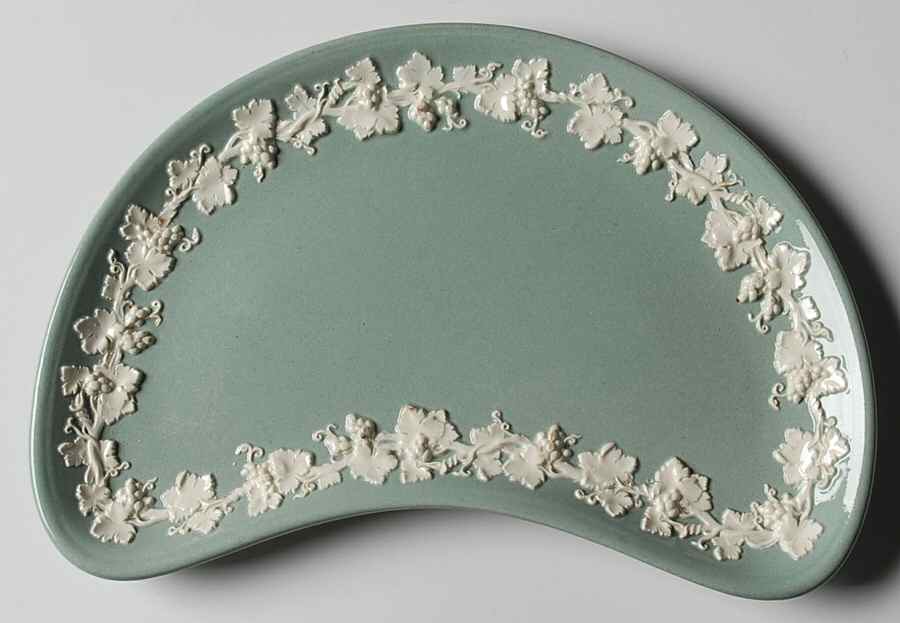 Cream Color on Celadon (Plain) Crescent Salad Plate by Wedgwood-1