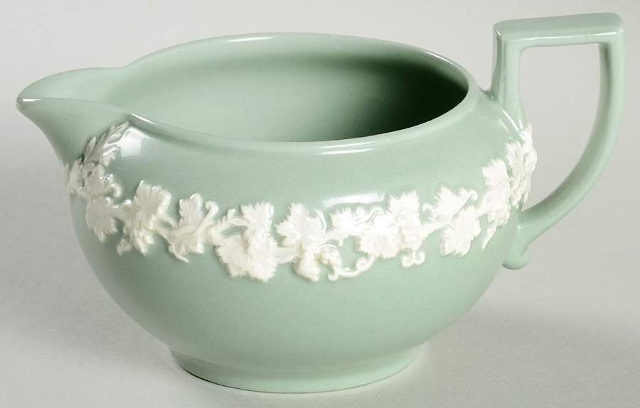 Cream Color on Celadon (Plain) Creamer by Wedgwood-1