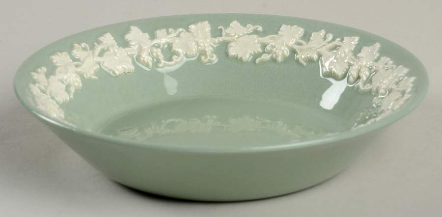 Cream Color on Celadon (Plain) Fruit/Dessert (Sauce) Bowl by Wedgwood-1