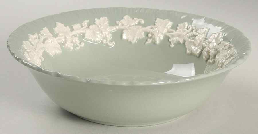 Cream Color on Celadon (Shell Edge) Coupe Cereal Bowl by Wedgwood-1