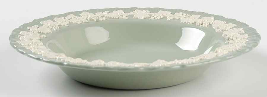 Cream Color on Celadon (Shell Edge) Rim Soup Bowl by Wedgwood-1