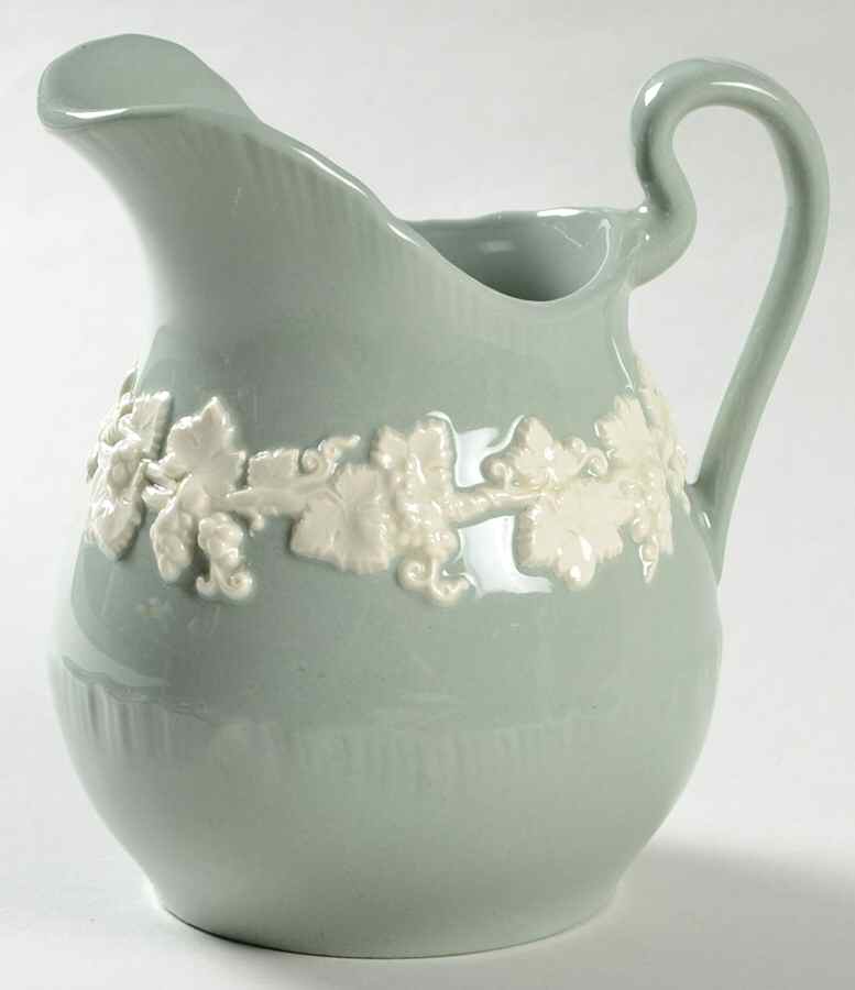 Cream Color on Celadon (Shell Edge) Creamer by Wedgwood-1