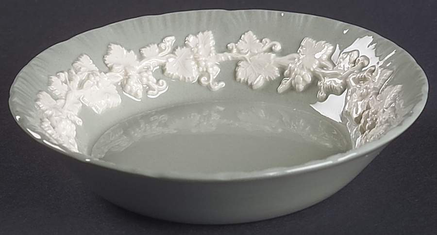 Cream Color on Celadon (Shell Edge) Fruit/Dessert (Sauce) Bowl by Wedgwood-1