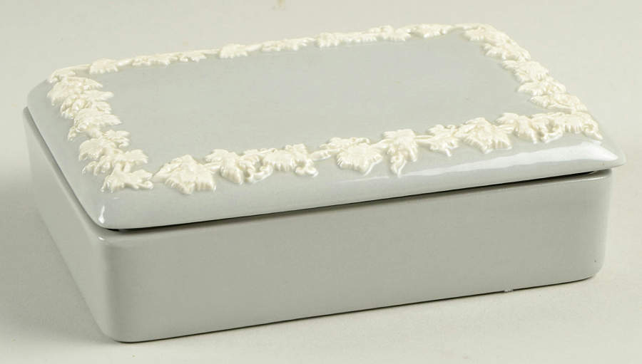Cream Color on Grey (Plain) Cigarette Box & Lid by Wedgwood-1