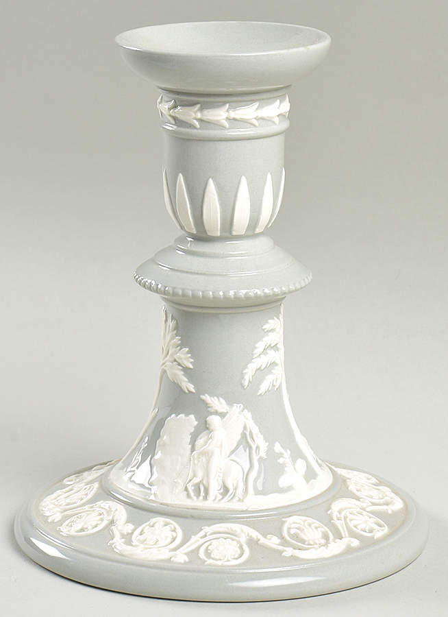 Cream Color on Grey (Plain) 5" Candlestick by Wedgwood-1