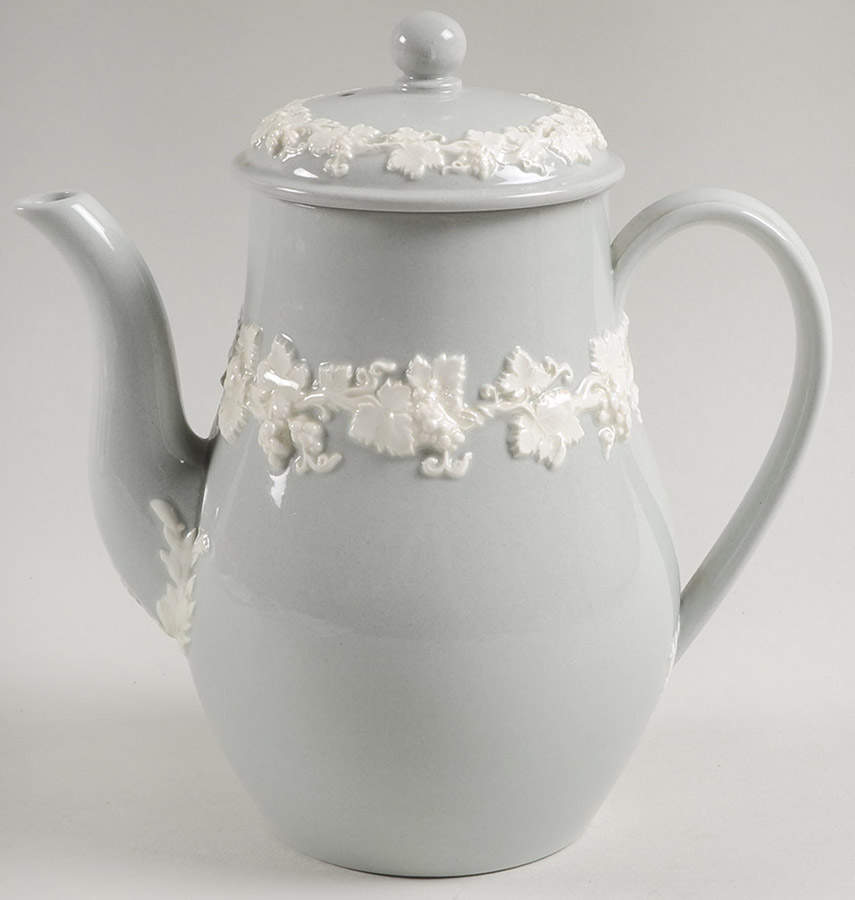 Cream Color on Grey (Plain) Coffee Pot & Lid by Wedgwood-1