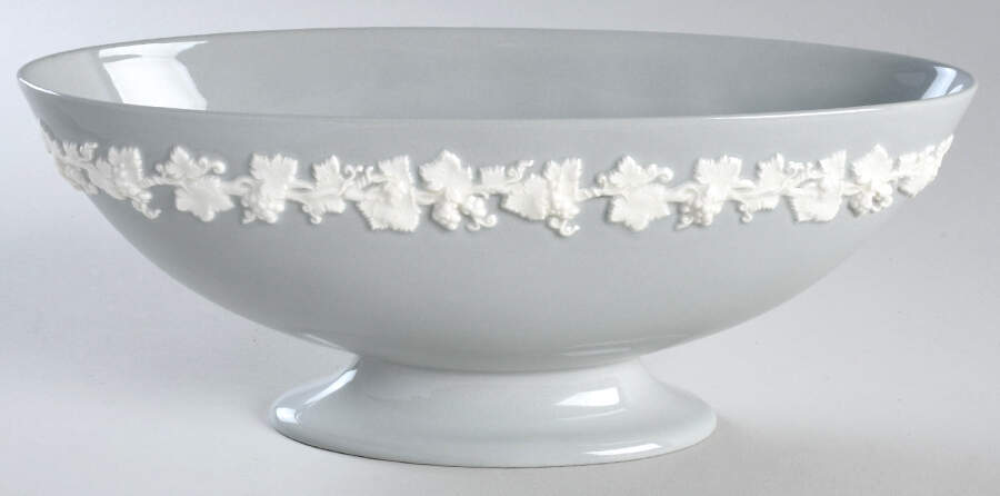 Cream Color on Grey (Plain) 10" Oval Centerpiece by Wedgwood-1