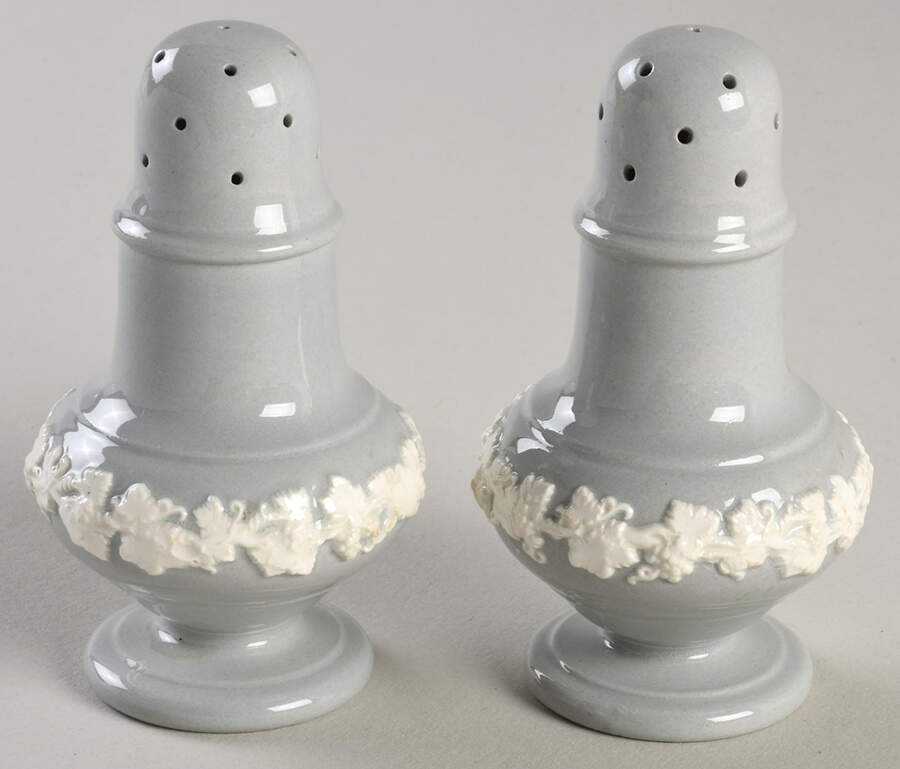 Cream Color on Grey (Plain) Salt & Pepper Set by Wedgwood-1