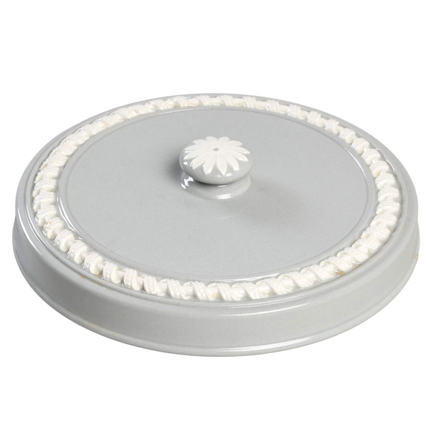 Cream Color on Grey (Plain) Lid for Candy Box by Wedgwood-1