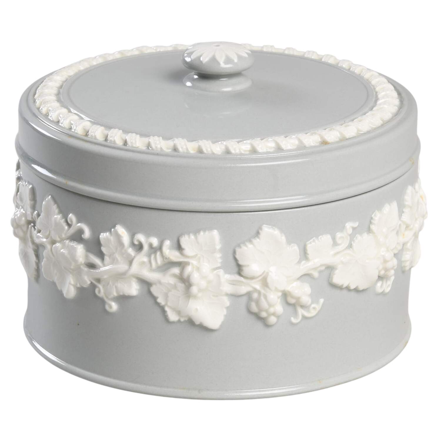 Cream Color on Grey (Plain) Candy Box & Lid by Wedgwood-1