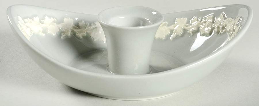 Cream Color on Grey (Plain) Single Light Candlestick by Wedgwood-1