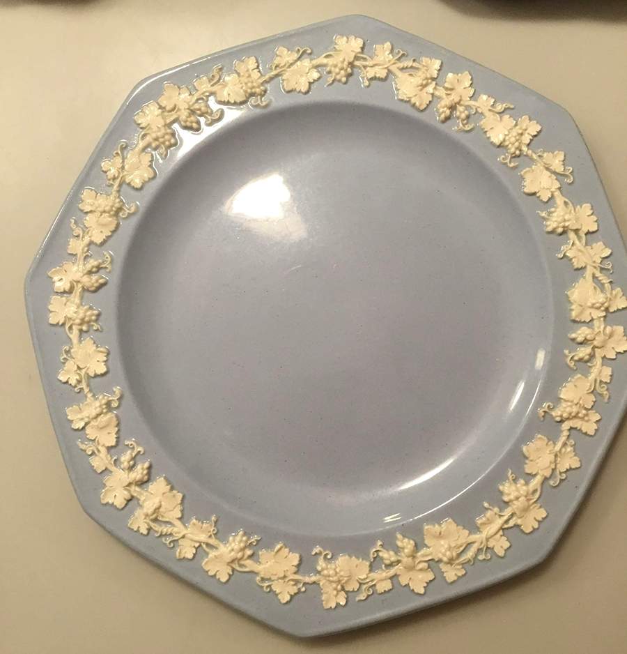 Cream Color on Grey (Plain) Octagonal Salad Plate by Wedgwood-1