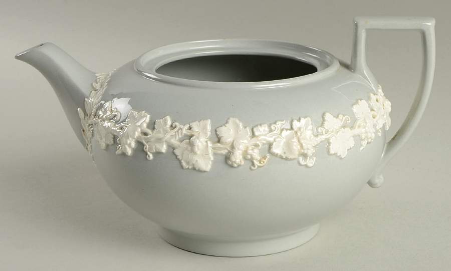 Cream Color on Grey (Plain) Teapot No Lid by Wedgwood-1