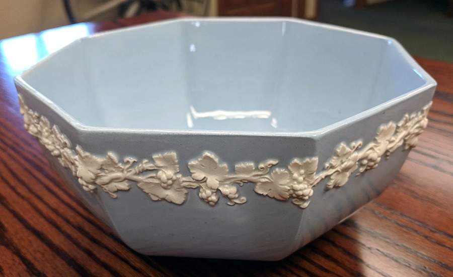 Cream Color on Grey (Plain) 7" Octagonal Serving Bowl by Wedgwood-1