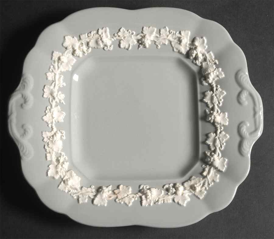 Cream Color on Grey (Plain) Square Handled Cake Plate by Wedgwood-1