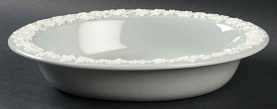 Cream Color on Grey (Plain) 9" Oval Vegetable Bowl by Wedgwood-1
