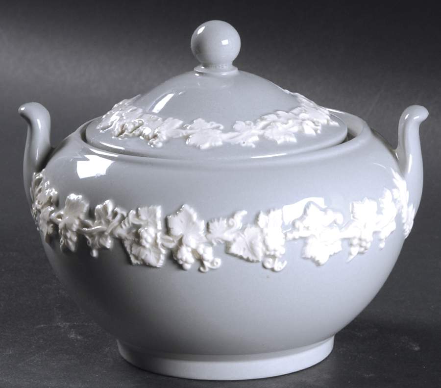 Cream Color on Grey (Plain) 146 Shape Sugar Bowl & Lid by Wedgwood-1