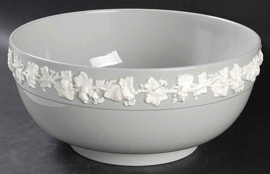 Cream Color on Grey (Plain) 8" Salad Serving Bowl by Wedgwood-1