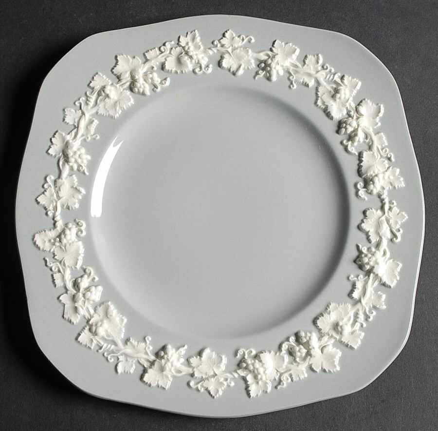 Cream Color on Grey (Plain) Square Luncheon Plate by Wedgwood-1