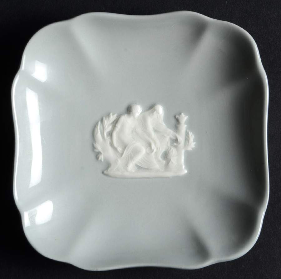 Cream Color on Grey (Plain) 4" Square Tray by Wedgwood-1