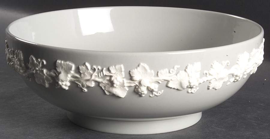 Cream Color on Grey (Plain) 9" Salad Serving Bowl by Wedgwood-1