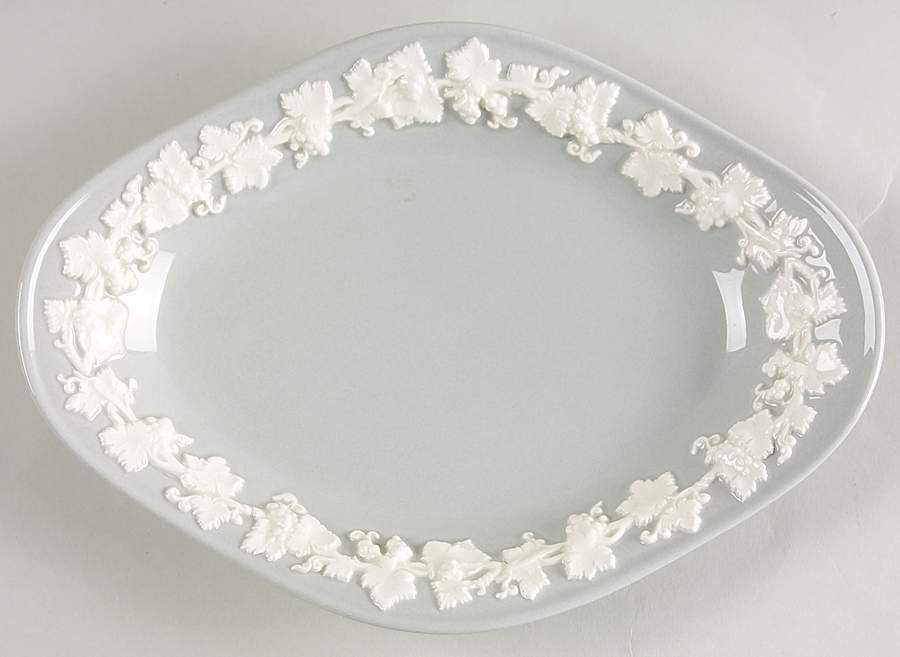 Cream Color on Grey (Plain) Relish/Gravy Underplate by Wedgwood-1