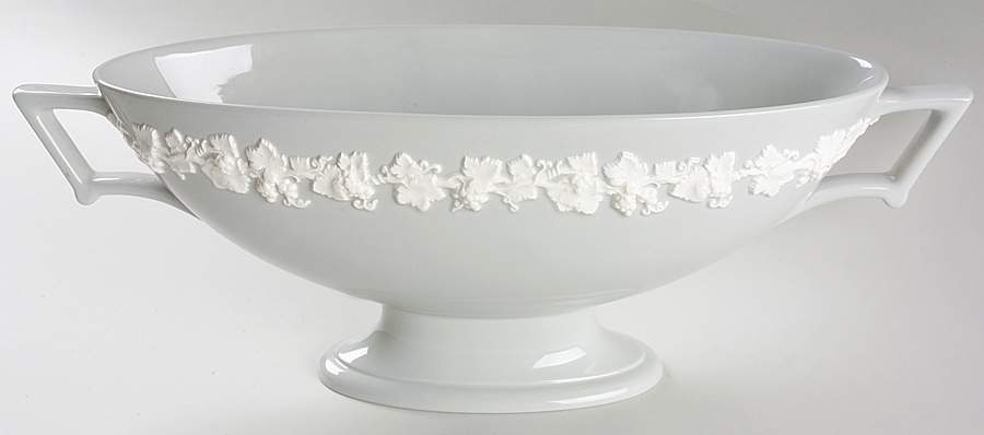 Cream Color on Grey (Plain) 15" Oval Centerpiece by Wedgwood-1
