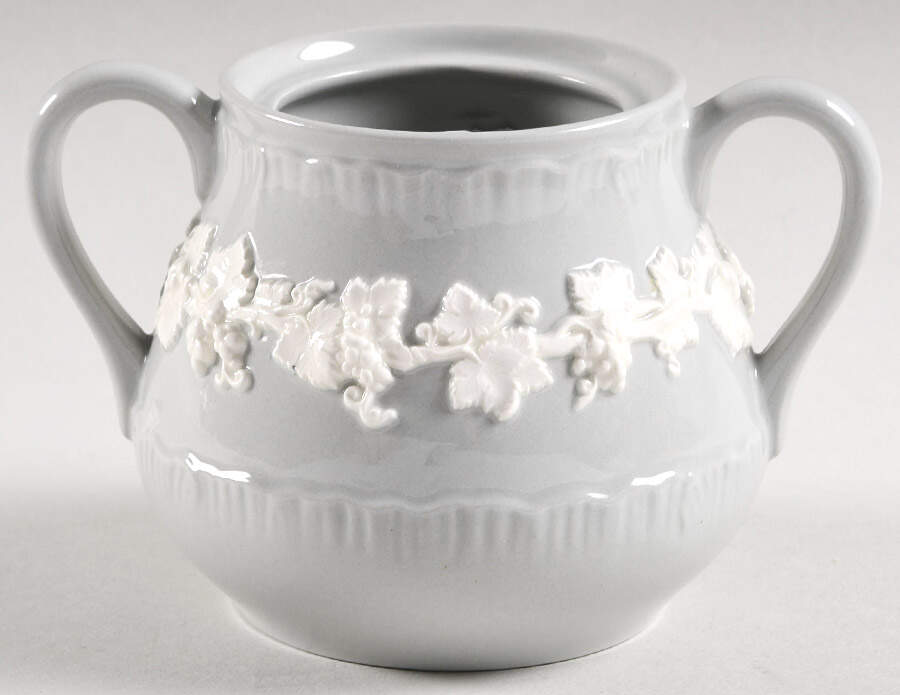 Cream Color on Grey (Shell Edge) Sugar Bowl No Lid by Wedgwood-1