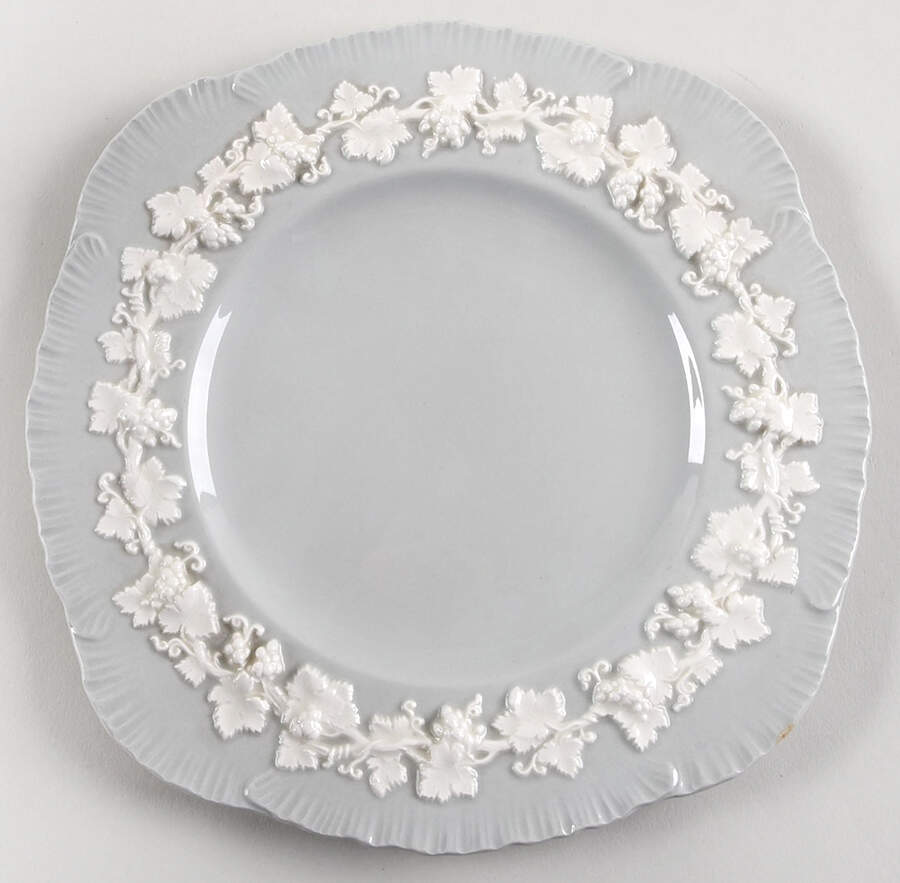 Cream Color on Grey (Shell Edge) Square Luncheon Plate by Wedgwood-1