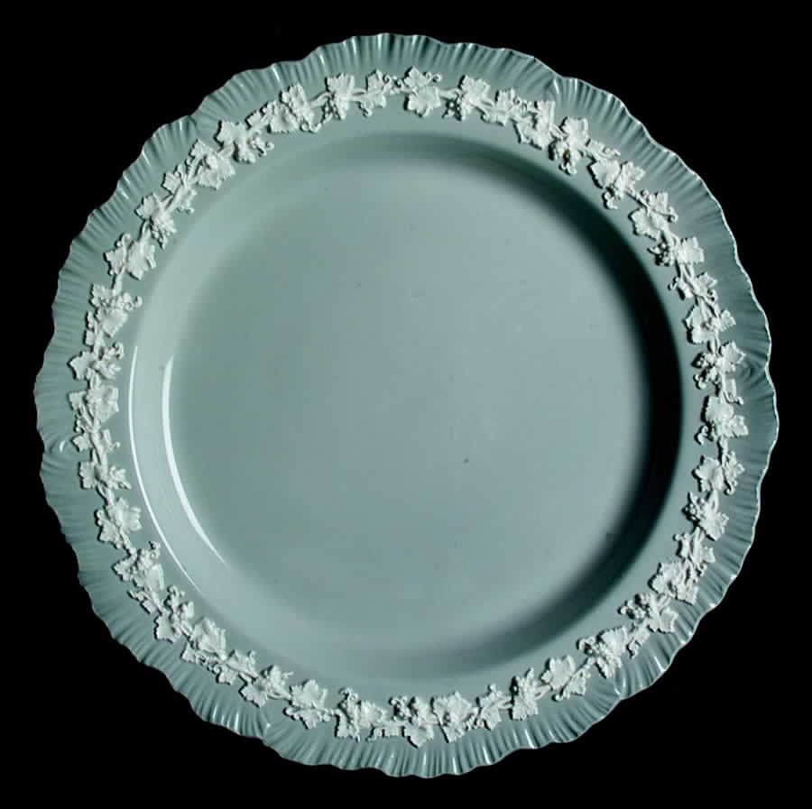 Cream Color on Grey (Shell Edge) 12" Chop Plate (Round Platter) by Wedgwood-1