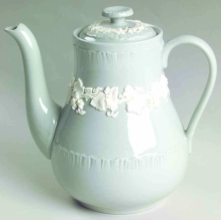 Cream Color on Grey (Shell Edge) Coffee Pot & Lid by Wedgwood-1
