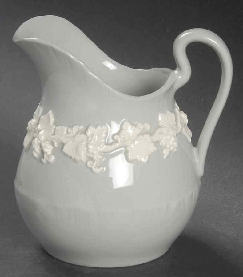 Cream Color on Grey (Shell Edge) Creamer by Wedgwood-1