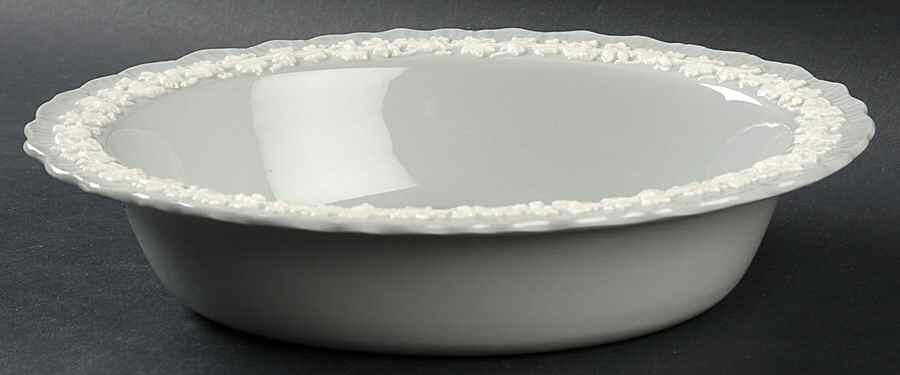 Cream Color on Grey (Shell Edge) 9" Oval Vegetable Bowl by Wedgwood-1