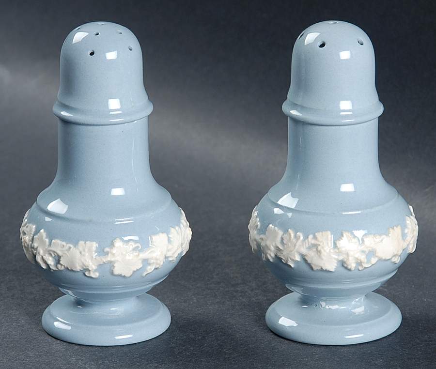 Cream Color on Lavender (Plain) Salt & Pepper Set (Salt 6 Hole & Pepper 11 Hole) by Wedgwood-1