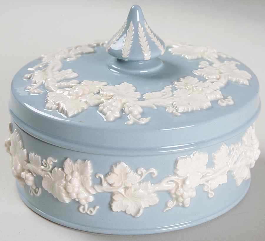 Cream Color on Lavender (Plain) Candy Box & Lid by Wedgwood-1
