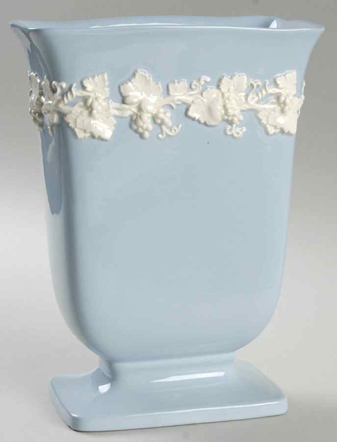 Cream Color on Lavender (Plain) 7" Rectangular Footed Vase by Wedgwood-1