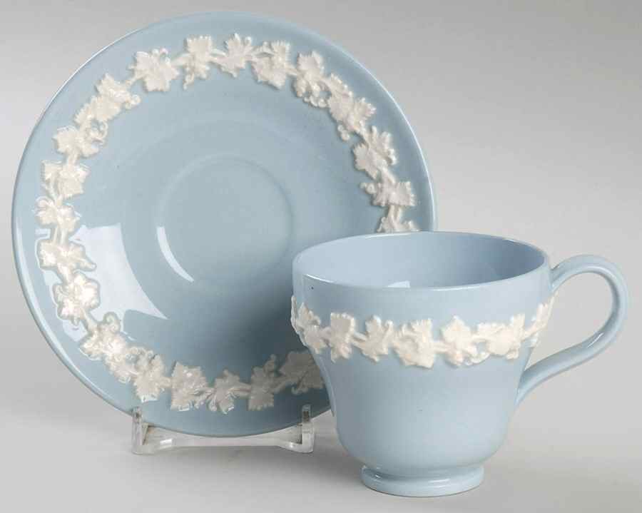 Cream Color on Lavender (Plain) Footed Demitasse Cup & Saucer Set by Wedgwood-1
