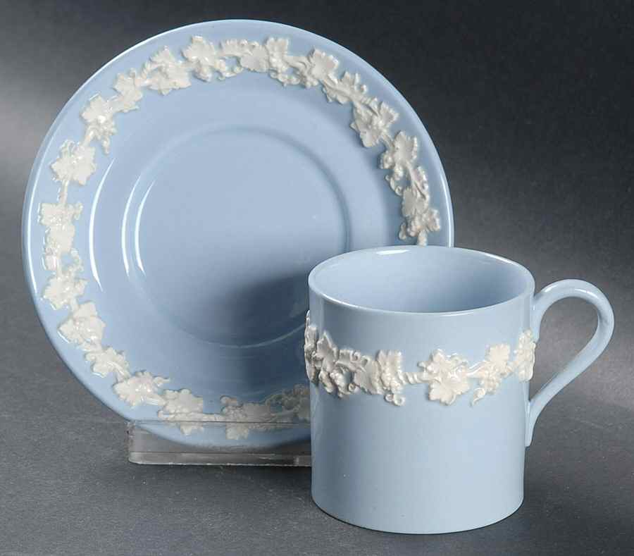 Cream Color on Lavender (Plain) Bond Shape Demitasse Cup and Saucer Set by Wedgwood-1