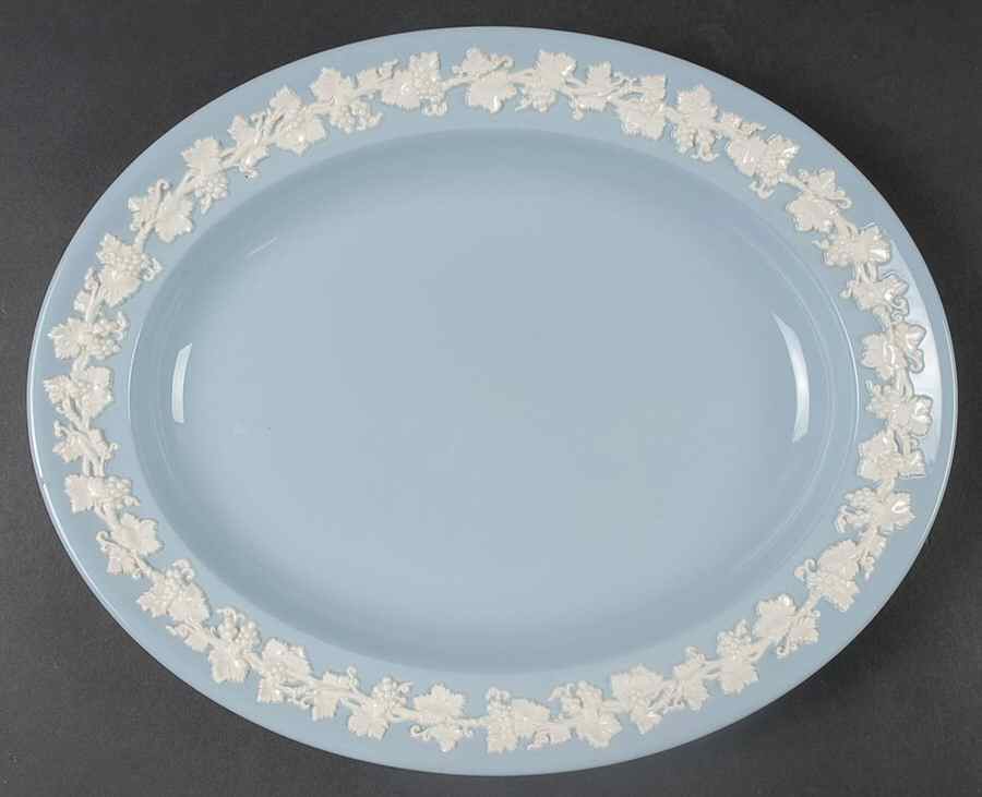 Cream Color on Lavender (Plain) 12" Oval Serving Platter by Wedgwood-1