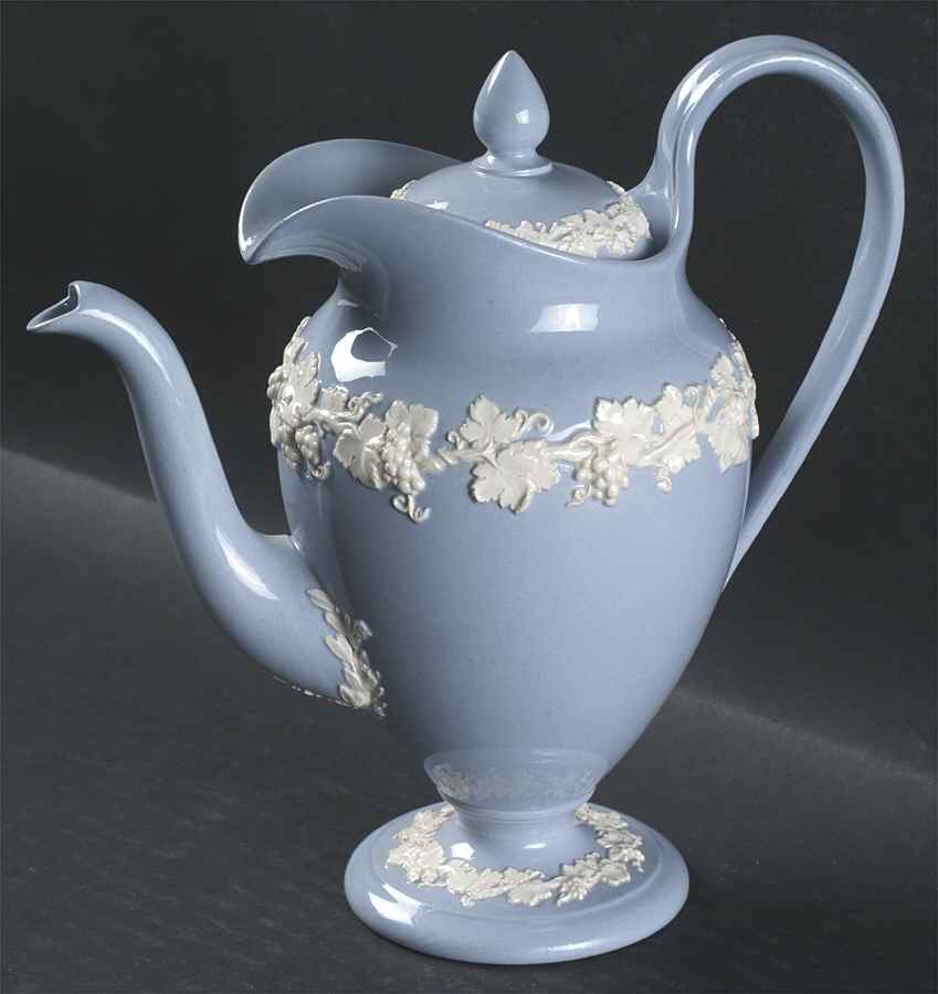 Cream Color on Lavender (Plain) Mini Coffee Pot & Lid by Wedgwood-1