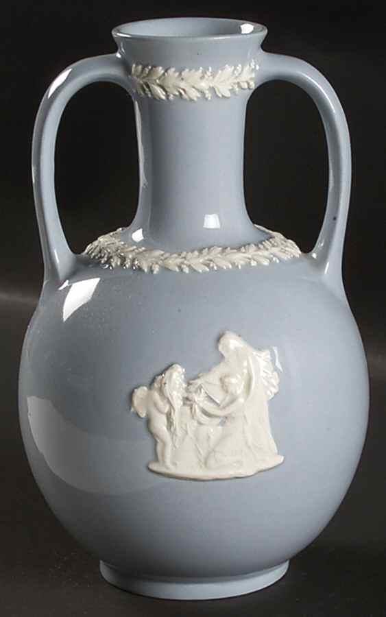 Cream Color on Lavender (Plain) 6" Handled Vase by Wedgwood-1