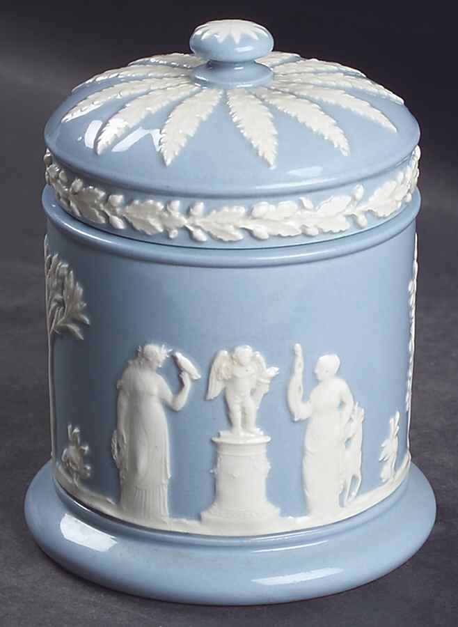 Cream Color on Lavender (Plain) Cigarette Jar & Lid by Wedgwood-1