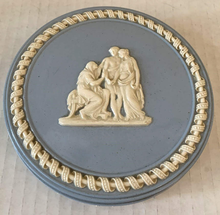Cream Color on Lavender (Shell Edge) Miniature Round Box by Wedgwood-1