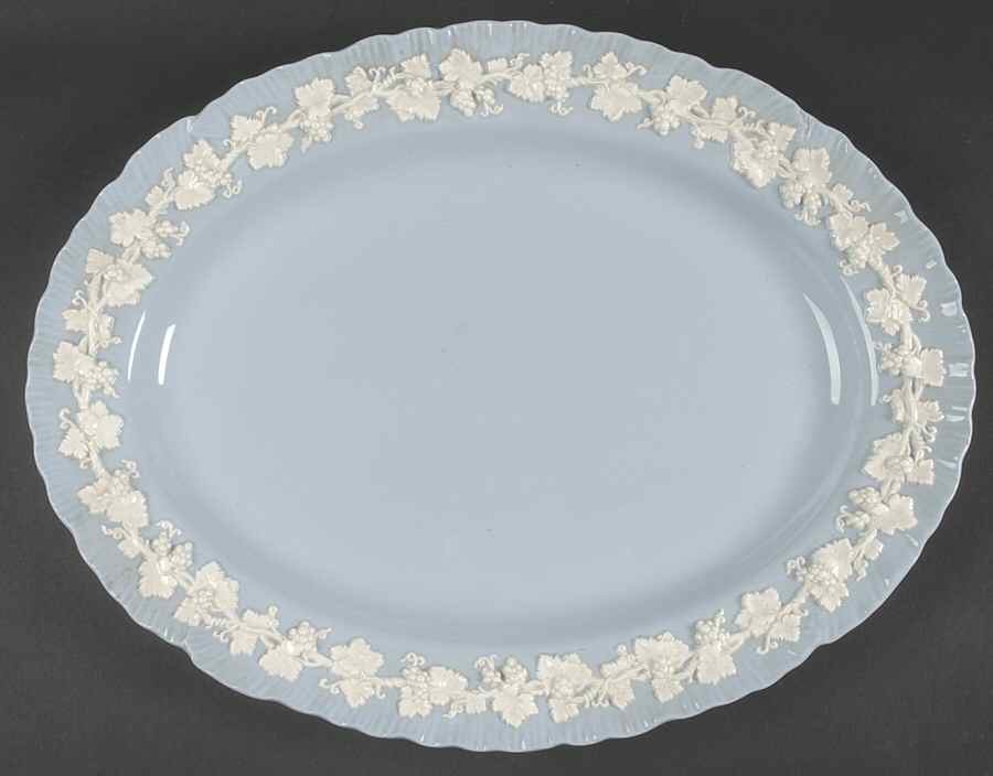 Cream Color on Lavender (Shell Edge) 17" Oval Serving Platter by Wedgwood-1