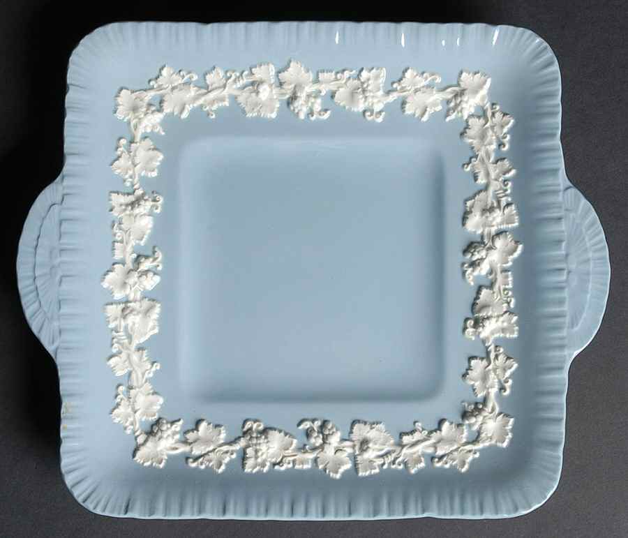 Cream Color on Lavender (Shell Edge) Square Handled Cake Plate by Wedgwood-1